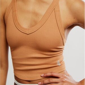 FP Movement by Free People Tan Ribbed Cropped Tank Top